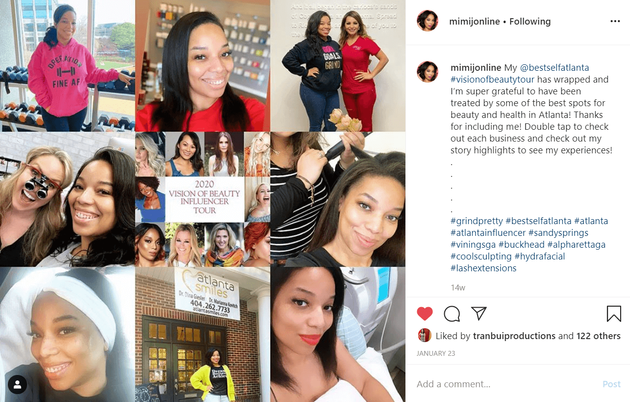 Instagram Mimijonline post about Atlanta Slim Studio