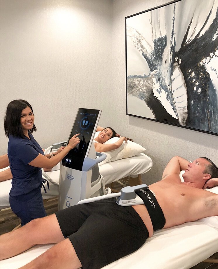 real patiemts getting EMSculpt body sculpting at Slim studio atlanta